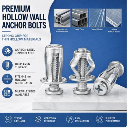 35Pcs Expansion Screw Petal Nut Set, M4 M5 M6 M8 Hollow Wall Anchors Nuts Kit with Screws