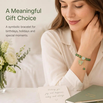Lucky Green Dongling Jade Butterfly Charm Bracelet - Symbolism of Prosperity Blessing Crystal Pendant