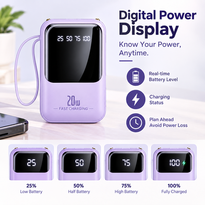 20000mAh Fast Charging Portable Power Bank for Apple and Android Devices with Smart Digital Display
