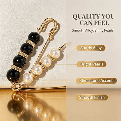 6PCS Exquisite Rhinestone And Pearl Brooch - Pearl Brooch/Waist Button