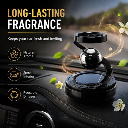 Solar Aromatherapy Car Air Freshener | Solar-Powered Rotating Dashboard Perfume Diffuser