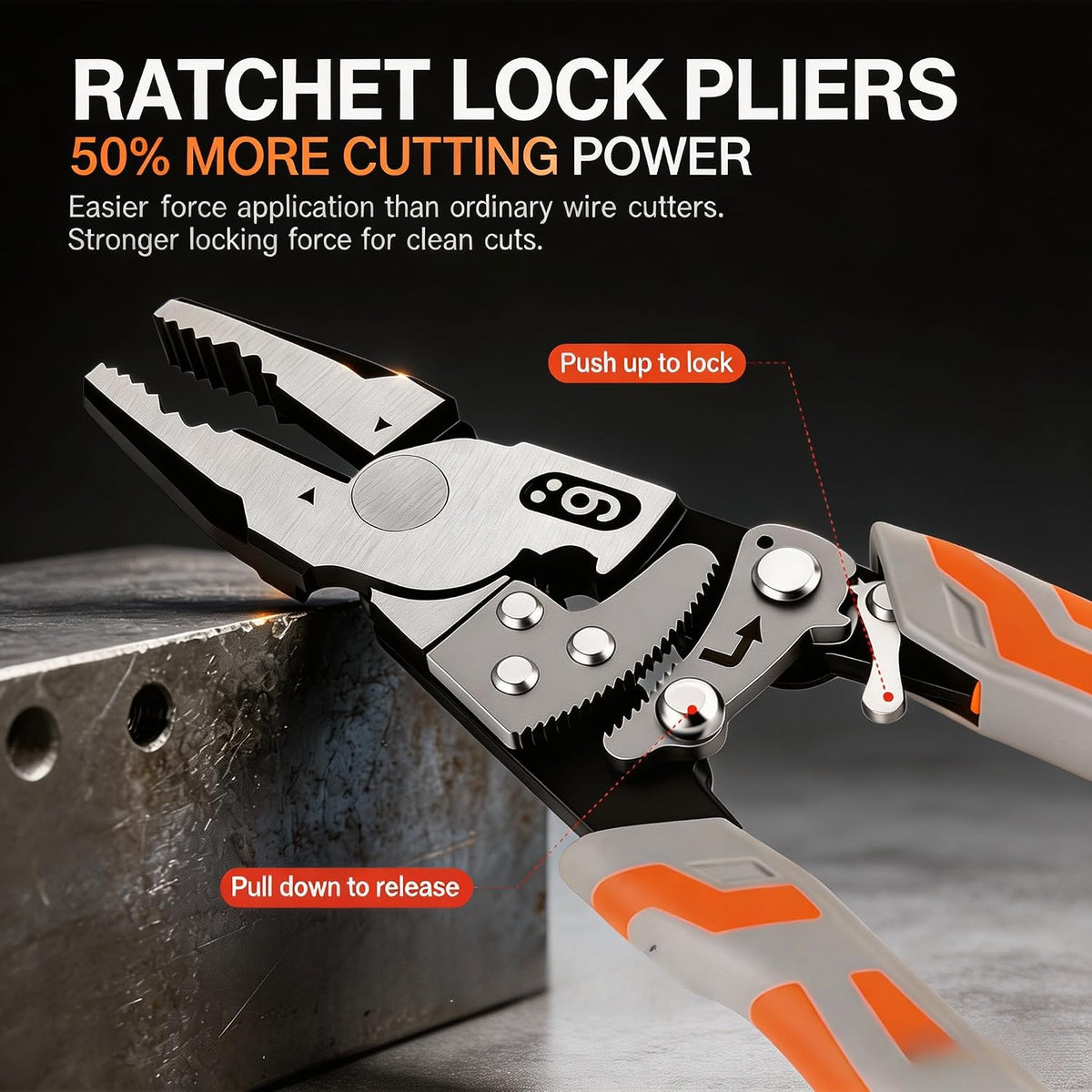 Multifunctional 9-inch Ratcheting Self-Locking Locking Pliers – 4-in-1 One-Handed Operation Tool