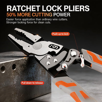 Multifunctional 9-inch Ratcheting Self-Locking Locking Pliers – 4-in-1 One-Handed Operation Tool