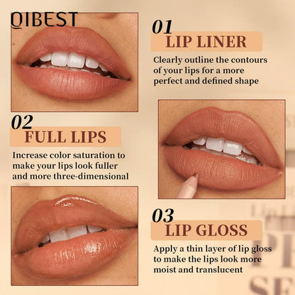 12-Color Matte Lipstick & Lip Liner Set (Wood-Cased)