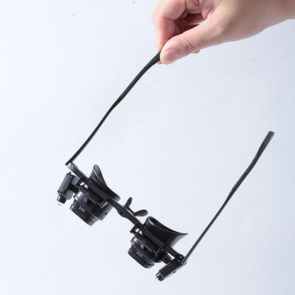 24X Headband Magnifying Glasses with 2 LED Lights 4 Sets of Interchangeable Lenses(2X, 6X, 10x, 24x)