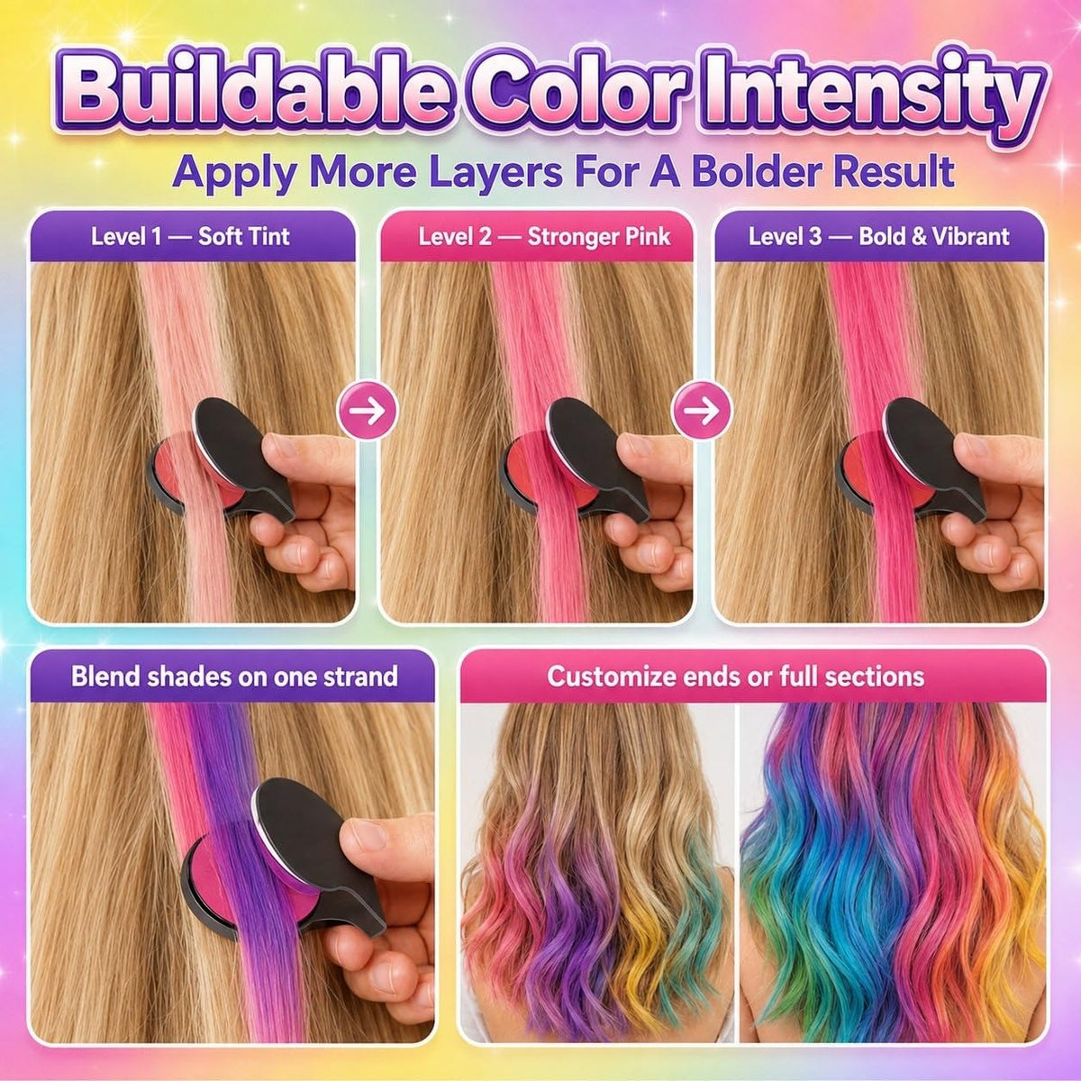 12 Colors Temporary Hair Chalk Set Washable Vibrant Non-Damage Hair Color