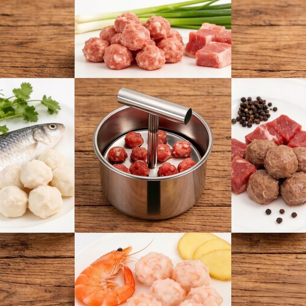 6 Ball Manual Meatball Maker Tool,Stainless Steel Meatball Making Mold