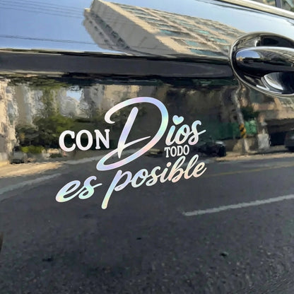 5Pcs Con Dios Todo Es Posible Spanish Inspirational Faith Decal Cute Durable Vinyl Sticker