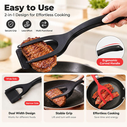2-in-1 Grip-and-Flip Spatula Tongs (2-Piece Set)