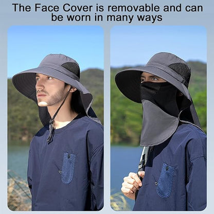 Sun Hats with Neck Flap for Men Women UV Protection Fishing UPF 50+Breathable Wide Brim Bucket