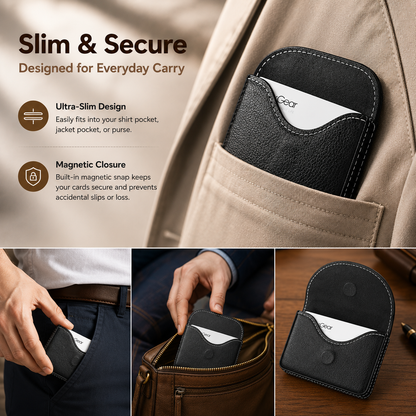 Leather Business Card Case,PocketName Card Holder Wallet for Purse