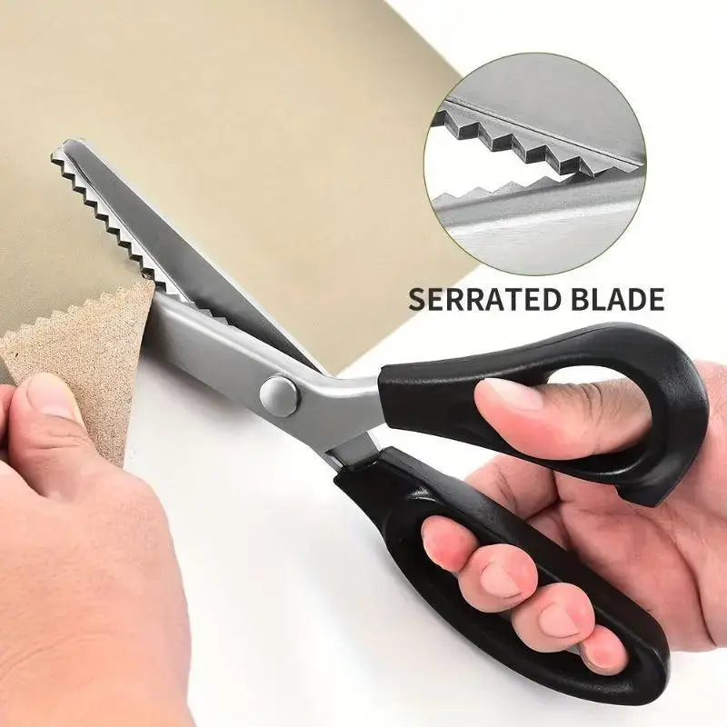 Stainless Steel Zig Zag Pinking Shears with Serrated Teeth - Durable, Sharp Sewing Tool for DIY Crafts, Dressmaking