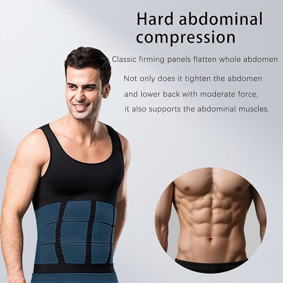 Mens Slimming Body Shaper Vest Shirt Abs Abdomen