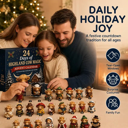 24 Days of Highland Cow Magic Advent Calendar -Collectible Surprises
