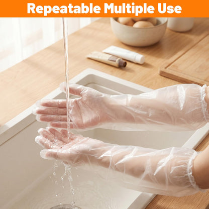 20Pcs Long Sleeve Reusable Protective Rubber Gloves Food-grade for Household Duties