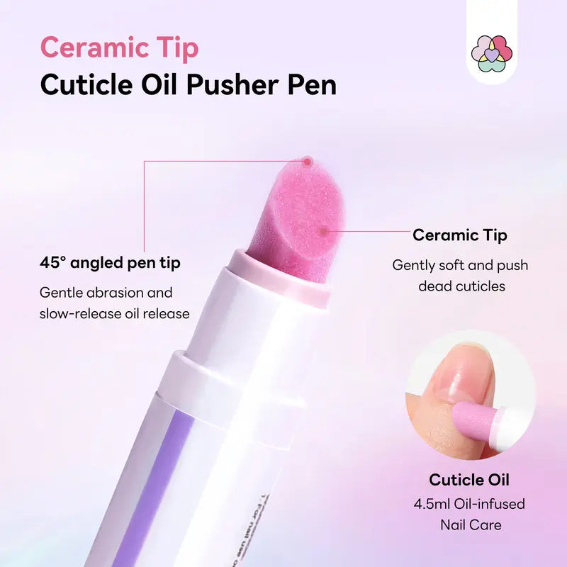 2PCS 3-in-1 Nail Care Pen, Cuticle Oil Cuticle Pusher Nail Oil Pen