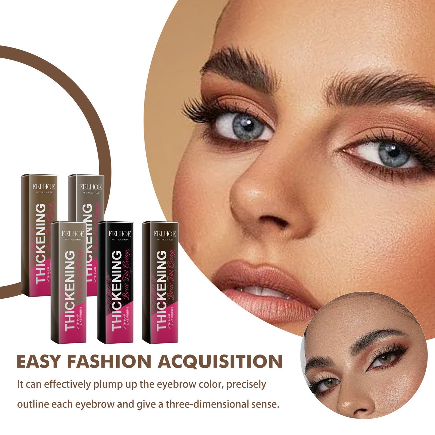 Tinted Thickening Brow Mascara,Natural-looking, Pigmented, Water-resistant, and Smudge-proof.