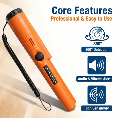 Handheld Metal Detector Pinpointer 360° Sensitivity Finder with LED Light, Audio & Vibration Alerts