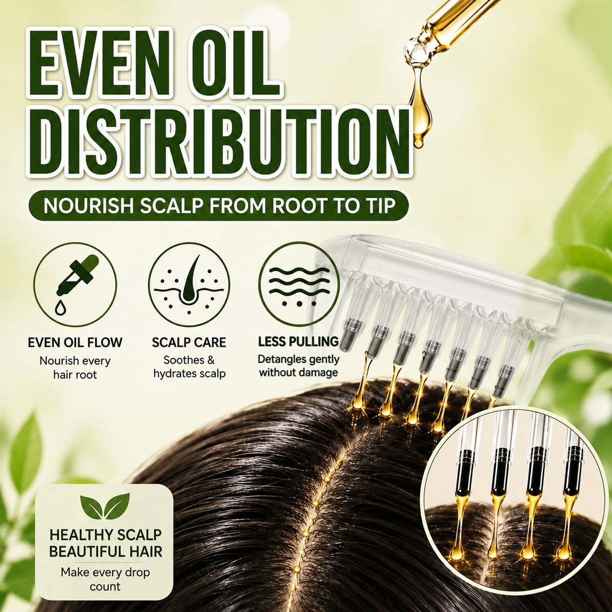 Wide Tooth Comb with Oil Applicator Hair Care,Scalp Applicator Tool