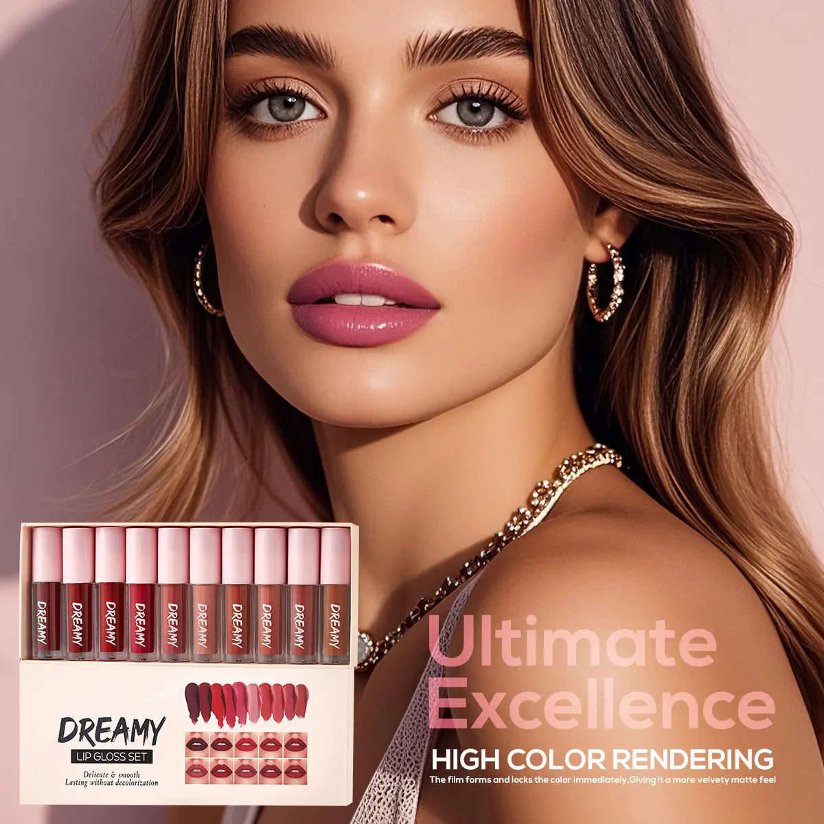Dreamy Lip Gloss Set (10pcs) - European and American Matte Velvet