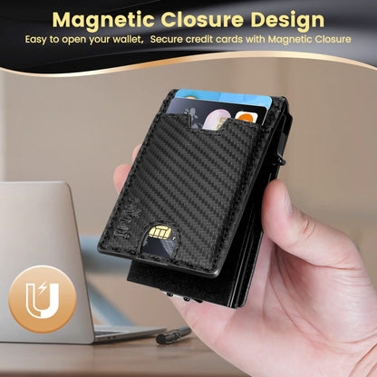 Wallet for Men with Money Clip RFID Blocking Minimalist Wallet Pop Up Aluminum Case