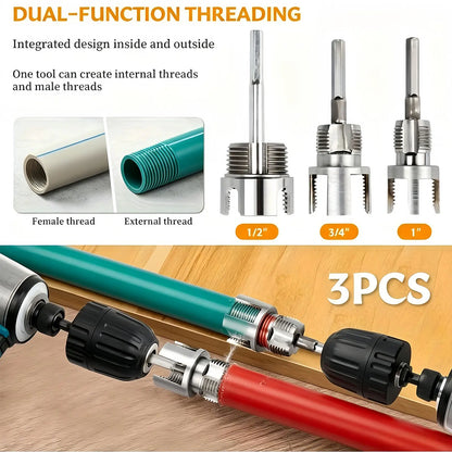 3 Pcs Integrated Internal & External Pipe Threading Tool