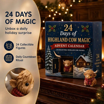 24 Days of Highland Cow Magic Advent Calendar -Collectible Surprises