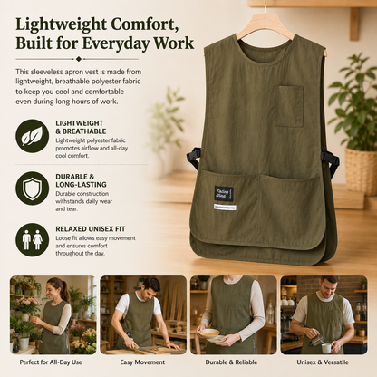 Waterproof Unisex Cobbler Apron with 4 Pockets, Vest Style Ultralight Work Overalls