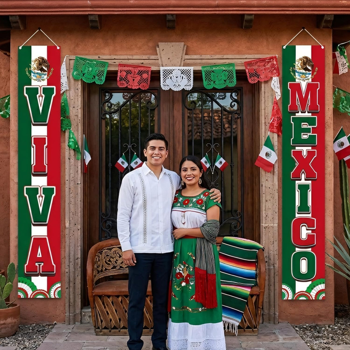 Viva Mexico Front Door Banner Mexican Independence Day Decoration September 16th