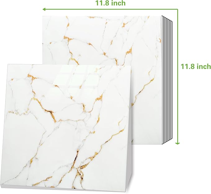 10 PCS Peel and Stick Backsplash Marble Look 12"X12" Self Adhesive Wall Tile
