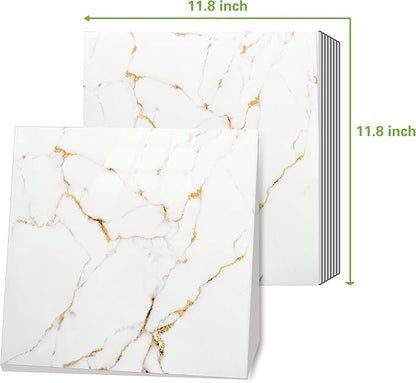 10 PCS Peel and Stick Backsplash Marble Look 12"X12" Self Adhesive Wall Tile