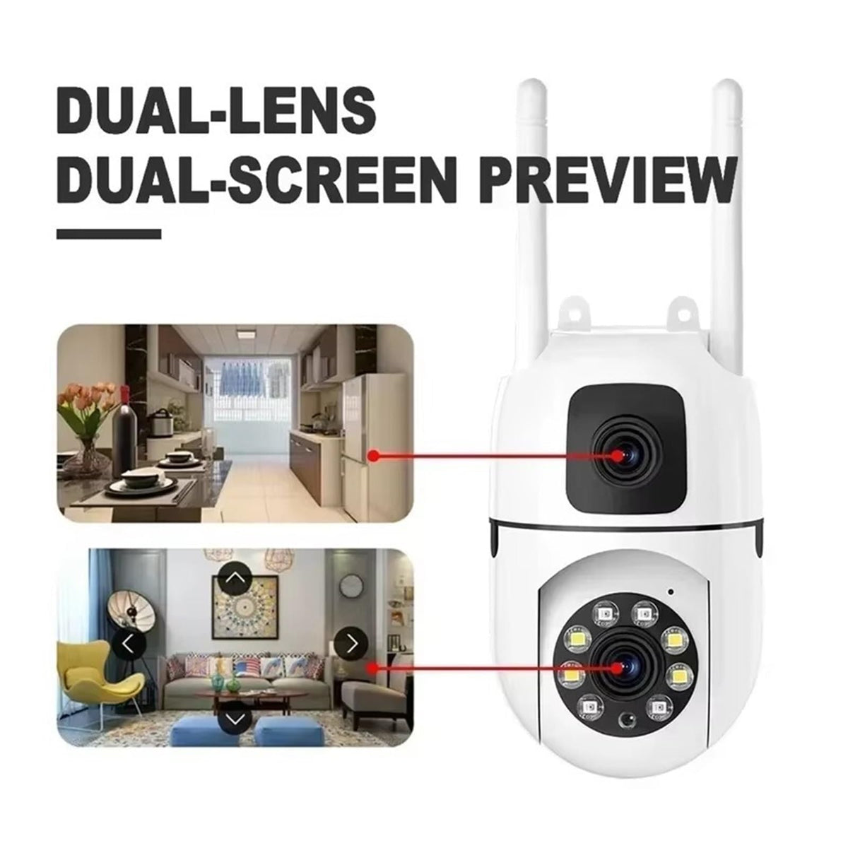 8MP Dual Lens Dual Screen WiFi IP Security Camera,Auto Tracking 8X Digital Zoom Wireless Cam with Night Vision