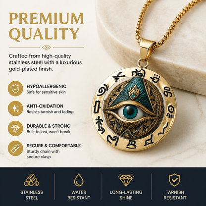 Egyptian Eye Round Glass Pendant Necklace