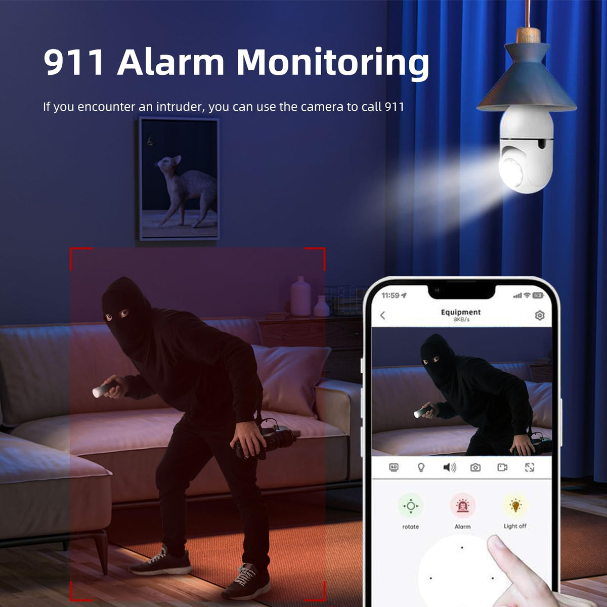 2.4GHz & 5GHz WiFi Light Bulb 1080p Security Camera Wireless Light Socket Smart Cameras