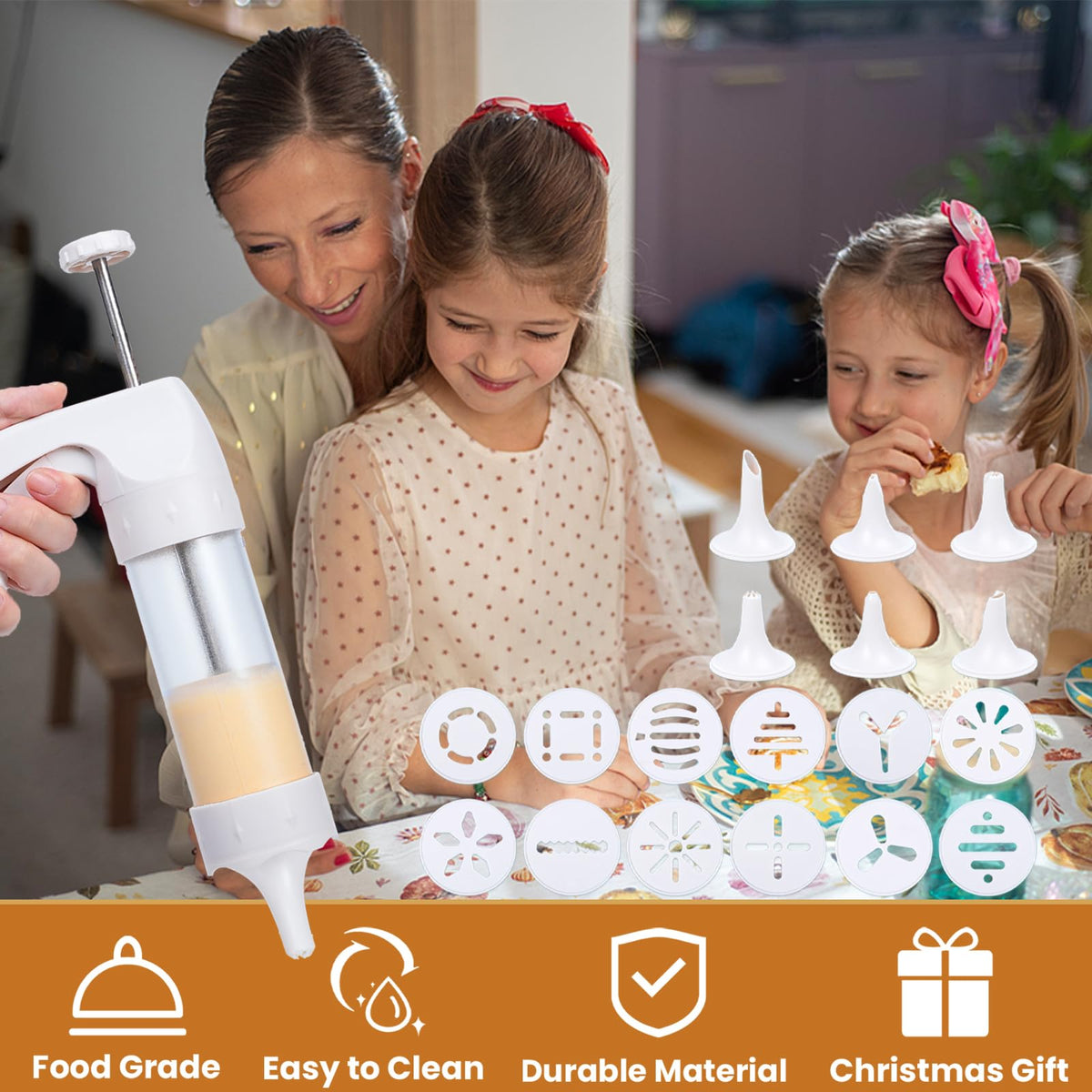 Cookie Press Tolls White Spritz Cookie Press Kit with 12 Discs & 6 Piping Tips