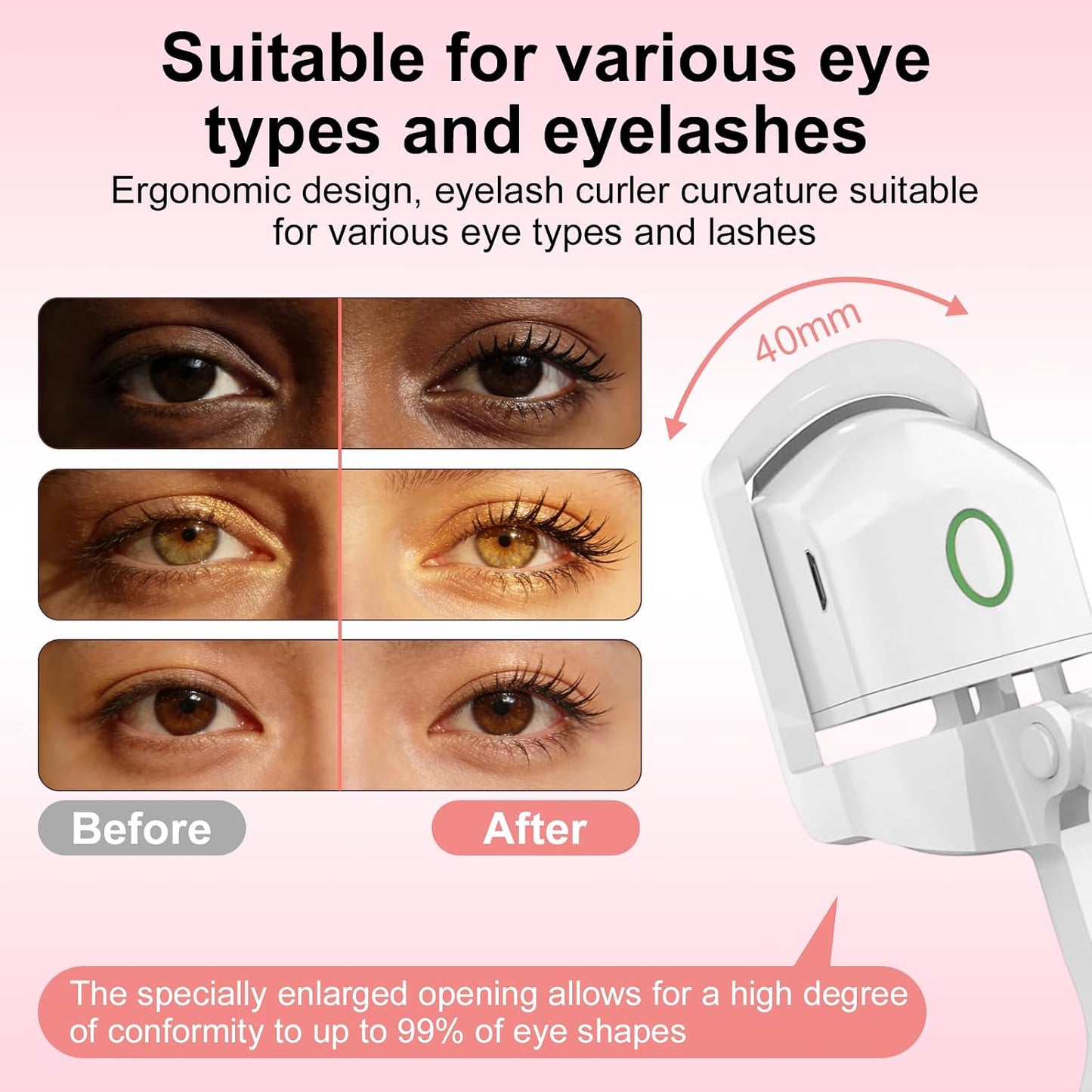 2PCS Heated Eyelash Curler -2-Level Temperature Adjustment, 8-Second Quick Heating