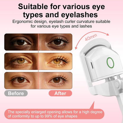 2PCS Heated Eyelash Curler -2-Level Temperature Adjustment, 8-Second Quick Heating