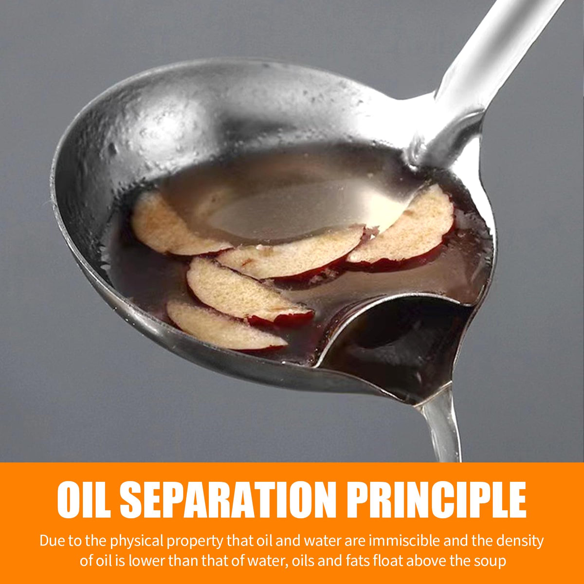 2Pcs Oil Separating Stainless Steel Soup Ladle,Grease Trap Long Spoon