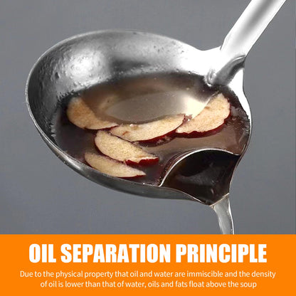 2Pcs Oil Separating Stainless Steel Soup Ladle,Grease Trap Long Spoon