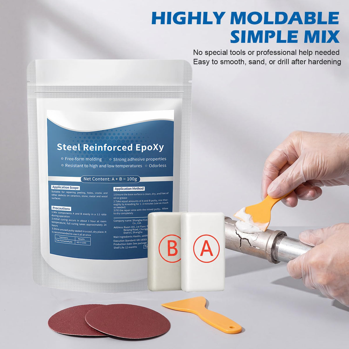 Steel Reinforced Epoxy Putty Strong Clay Iron Adhesive, Multi-Purpose Epoxy Putty Fast Repair Clay
