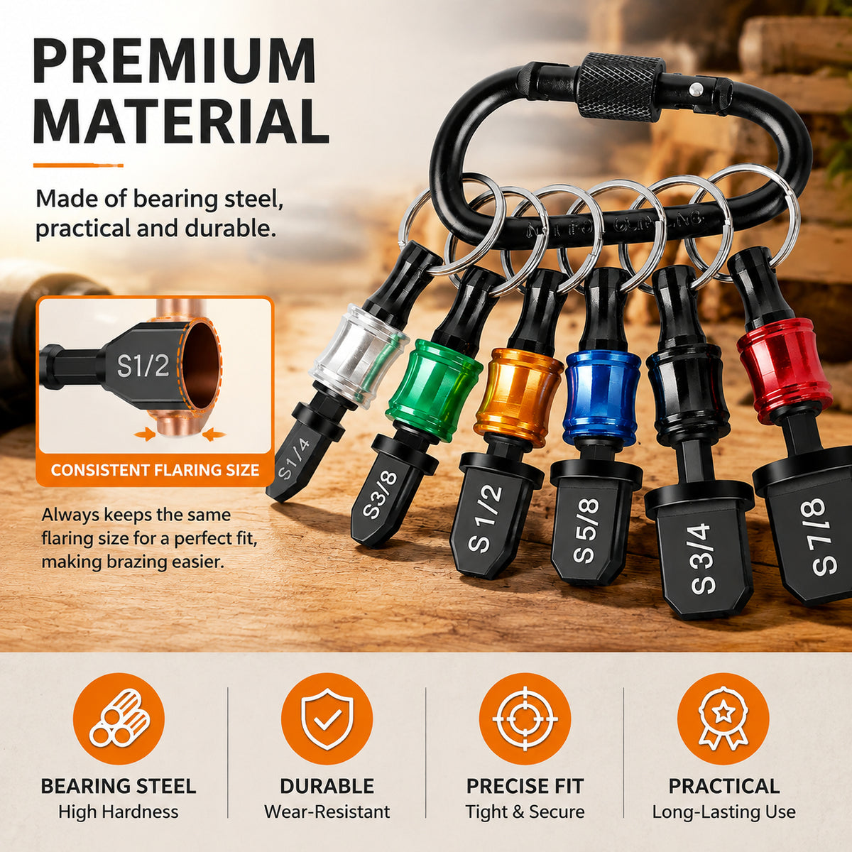 6-Piece Pipe Expanding Drill Bit Set with Keychain