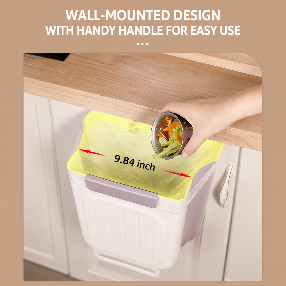 Foldable Hanging Trash Can, 6/11 L Kitchen Compost Bin for Under Sink