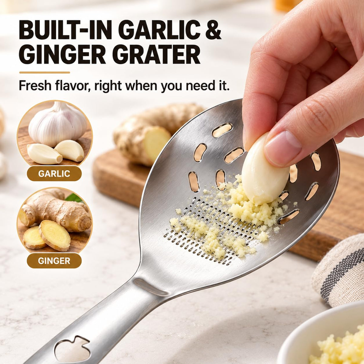 2Pcs 5-in-1 Multifunction Stainless Steel Cooking Spoon for Kitchen Utensil