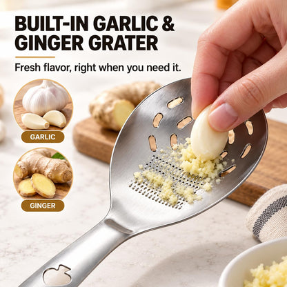 2Pcs 5-in-1 Multifunction Stainless Steel Cooking Spoon for Kitchen Utensil