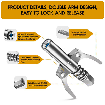 Quick Release High Pressure Double Handle Lock Oil Nozzles for All 1/8" NPT