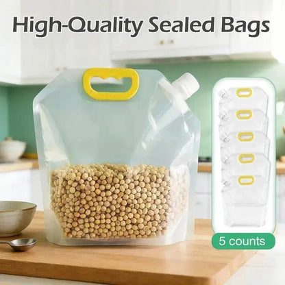 5 Pack Reusable Food Storage Bags, Leakproof& Moisture-Resistant Pouches