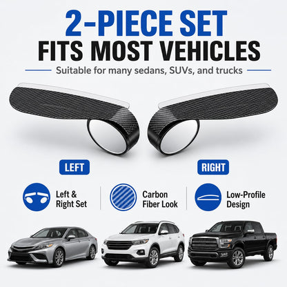 2 PCS HD Car Blind Spot Mirrors with Rain Guard, 2-in-1 Adjustable Carbon Fiber Rain Cover