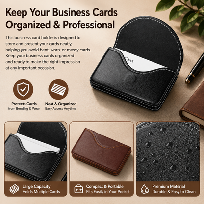 Leather Business Card Case,PocketName Card Holder Wallet for Purse