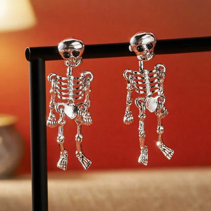 Gothic Skeleton Halloween Earrings for Women , Unique Human Skull Funny Earring Ghost Front Back Dangle Party Accessories