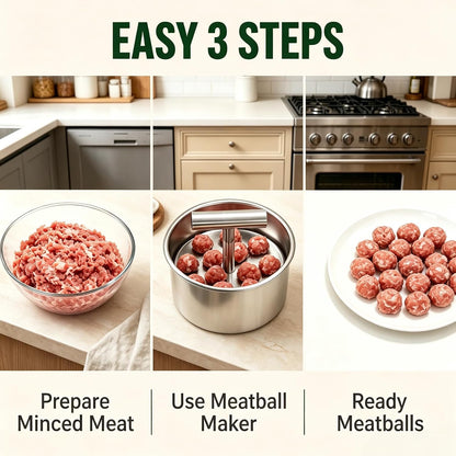 6 Ball Manual Meatball Maker Tool,Stainless Steel Meatball Making Mold